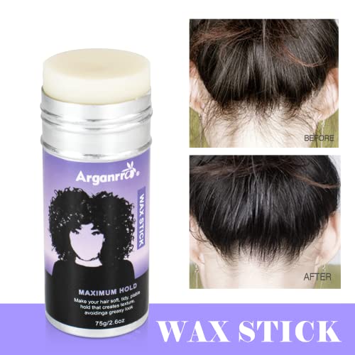 Arganrro Hair Wax Stick, Edge Control Slick Stick Tame Flyaway & Frizz- Moisturize & Add Shine | Non-greasy Wax Edge Stick for Wigs and All Hair 2.7 Oz