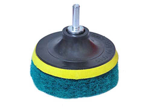 BUFFKING Power Scrub Green Hard Density Attached with Drill Machine and M10 Angle Grinder Set Pack