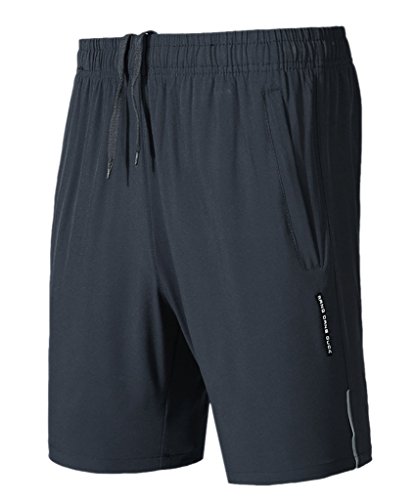 Aufgevals Men's Quick Dry Breathable Gym Running Shorts L Dark Grey