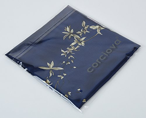 corciova Women's Satin Square Silk Feeling Hair Scarf 35 x 35 inches Flowers Navy
