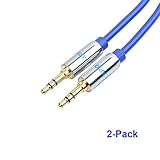 3.5mm Stereo Auxiliary Cable APXX 2-Pack 0.5 Feet 3.5mm Male To Male Stereo Gold Plated Connector P500D