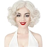 YTbeauty Short Blonde Curly Wigs for Women 1920s Platinum Blonde Vintage Flapper Wig 50s Big Wavy Synthetic Monny Wigs for Party Halloween Costumes