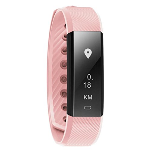 Fitness Tracker ID115 HR, Boofab Activity Tracker with Heart Rate Monitor Watch, IP67 Waterproof Smart Wristband with Calorie Counter Watch Pedometer Sleep Monitor for Kids Women Men (pink)