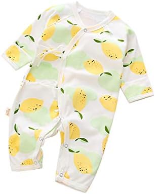 AIKSSOO Infant Baby Boy Girl Outfit Long Sleeve Romper Fruit Print Kimono Jumpsuit Size 52(0-1M) (Lemon Yellow)