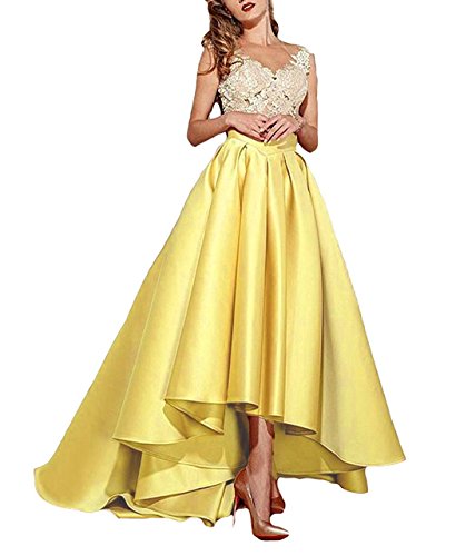 yellow high low prom dress
