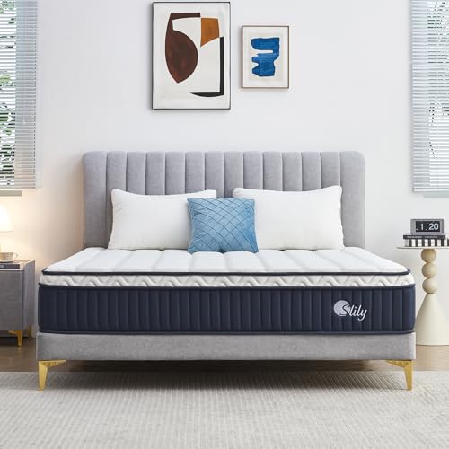 slily Oeko-tex Mattress 120 x 200 x 30 cm Thick Mattress with Independent Sprung Springs and Gel Memory Foam, H3 H4 Firm Breathable 7 Zones Comfort for Adults
