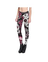 Jiayiqi Las damaes 3d impreso Stretch Skinny Footless Leggings pantalones de Halloween