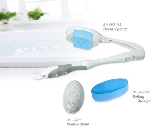 Lu La Bath Brush Gift Set - Adjustable Handle with 3 Interchangable Heads by Mony USA
