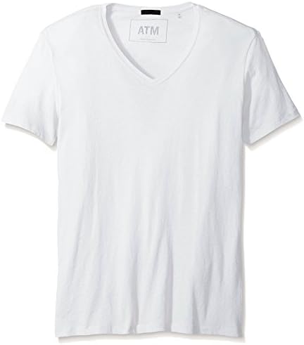 ATM Anthony Thomas Melillo Mens Not Applicable Short Sleeve V-Neck Tee, White, L