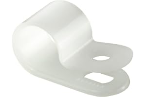 GTSE White Nylon Plastic Cable Clamps, 3/8" Screw Mounts for Cable, Rope, Tube Management, 100 Pack
