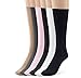 Silky Toes Women's Diabetic 6Pk Premium Soft Non-Binding Cotton Dress Socks (9-11, Black/ Grey/ Navy/ Tan/ White/ Pink -6 Pairs)