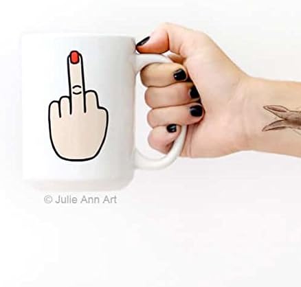 Middle Finger Ceramic Coffee Mug - Large 15 Oz