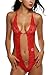 Avidlove Womens Deep V Halter Lingerie Lace Babydoll Sleepwear Red Medium