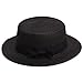 Lawliet Womens Straw Boater Hat Fedora Panama Flat Top Ribbon Summer A456 (Black)