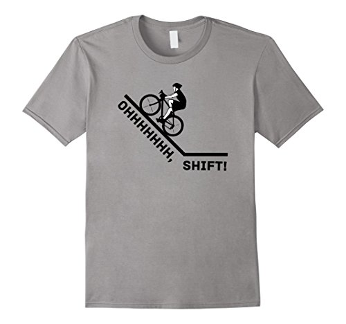 Mens Oh Shift Bicycle Bike Rider Funny T-Shirt Large Slate