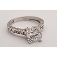 Wedding! Turkish Handmade Jewelry Round Cut Topaz Stone 925 Sterling Silver Rhodium Ring Size Options