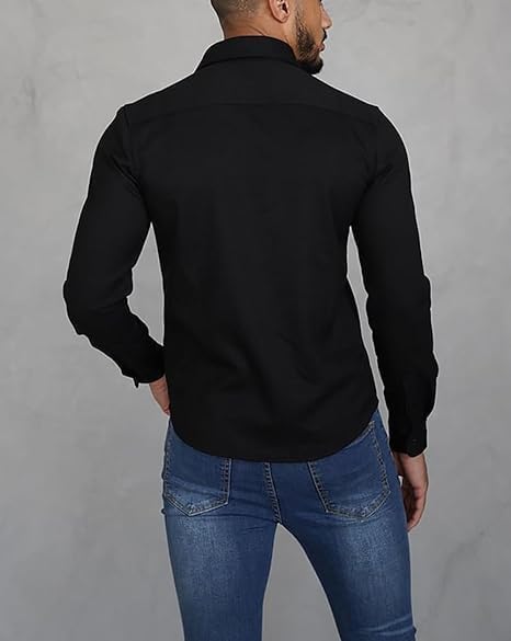 ArknAv Men's B Button Down Shirt Jacket - Casual Stylish Shirt Jackets for Youth