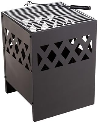Jamaica 16" Square Steel Fire Pit with Barbecue Grill