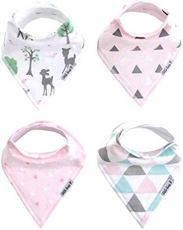 Organic Drool Bibs Bandana Bibs for Teething, Unisex Baby Bib Gift Set for Boys and Girls by Little Kims - 4-Pack Set (Friendly Forest)