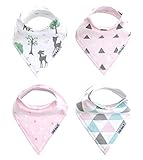 Organic Baby Bandana Drool Bibs for Drooling and Teething, 4 Pack - Enchanted Forest Gift Set for Girls by Little Kims