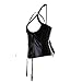 Lkous Women's Pu Leather Halter Shoulder Straps Open Bust Corset Vest Waistcoat Top