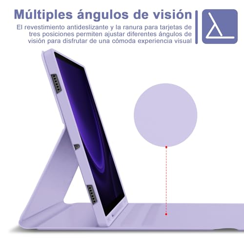 Bettdow Case with Keyboard for Samsung Galaxy Tab S10 Lite/S10 FE 10.9 Inch 2025, Detachable Spanish Ñ Keyboard with Case for Galaxy Tab S10 FE/Tab S9 FE 10.9 Inch/Tab S9 11 Inch, Purple