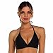 FITTOO Womens Sexy Padded V-Neck Triangle Bikini Top Push up Lace-up Classic Retro Swimsuit Black S