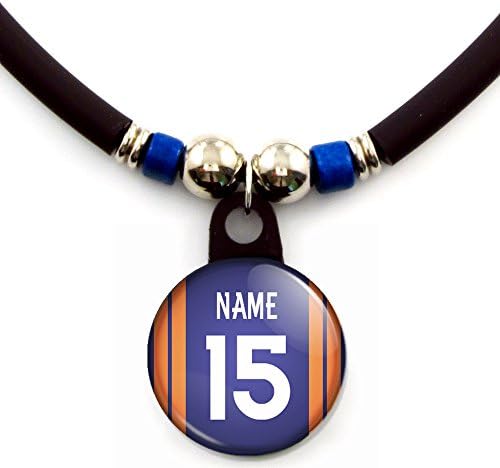 Denver Football Jersey Pin back Button Necklace Personalized with Your Name and Number