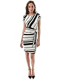 PattyBoutik Women's Striped Crewneck Cap Sleeve Dress