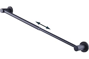 JAZBREY 10-18 inches Adjustable Magnetic Towel Bar for Refrigerator, Magnetic Rod for Classroom Whiteboard, Magnet Towel Holder Towel Hook Hanger for Kitchen Dishwasher, Laundry Washer, Black, Pack of 1