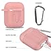Cuauco AirPods Case Protective Silicone Cover with 2 Airpods Strap, 2 Airpods Ear Hook,1 Carabiner,1 Headphone Case for Apple Airpods Accessories (7 Pack)-(Pink)thumb 1