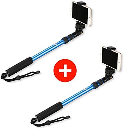 Selfie Stick Bundle | Use as GoPro Pole and Monopod | Camera Mount | Go Pro Accessories Kit | Use with iPhone 6 and 7 and Hero 3 4 5 Black Silver | New Grip Handle (No Bluetooth)