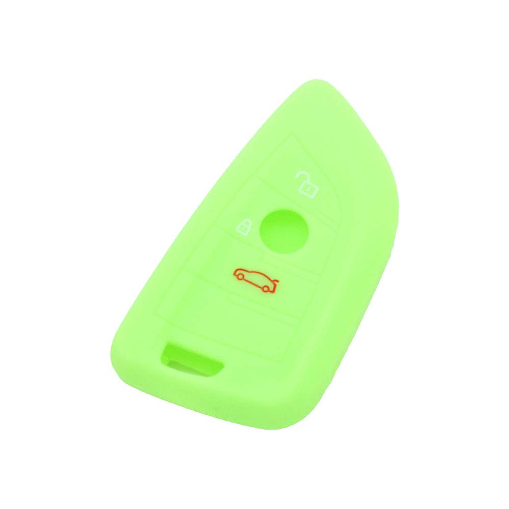 BROVACS Silicone Cover Protector Case Holder Skin Jacket Compatible with BMW X5 X6 X1 5 7 Series 3 Button Smart Remote Key Fob CV9906 Neon Green — image 1