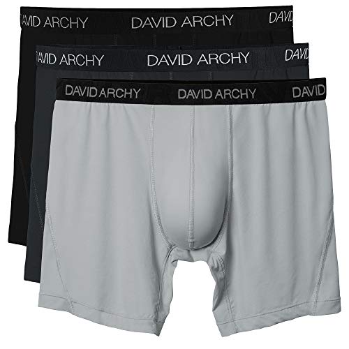 David Archy 3 Pack Men's Ultra Fast Dry Performance Boxer Briefs(Black/Dark Gray/Light Gray-Solid,S)