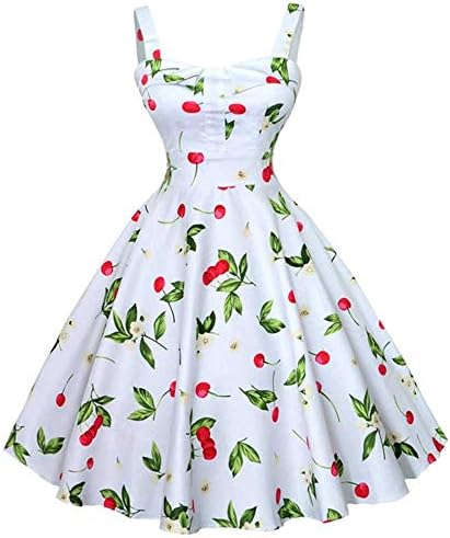 Women Dresses Godathe Women Vintage Printing Bodycon Sleeveless Halter Evening Party Prom Swing Dress S-2XL