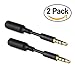 2 Pack Headset Audio Jack Extender, 3.5mm Gold Plated Headphone Audio Jack Extension Adapter for Battery Charger Case, Power Case, Juice Pack for Smartphones, Tablets, Credit Card Readers (3in)