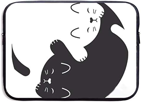 HFAYJ Black White Cat Yin Yang 13/15 Inch Laptop Sleeve Bag for MacBook Air 11 13 15 Pro 13.3 15.4 Portable Zipper Laptop Bag Tablet Bag, Water Resistant, Black