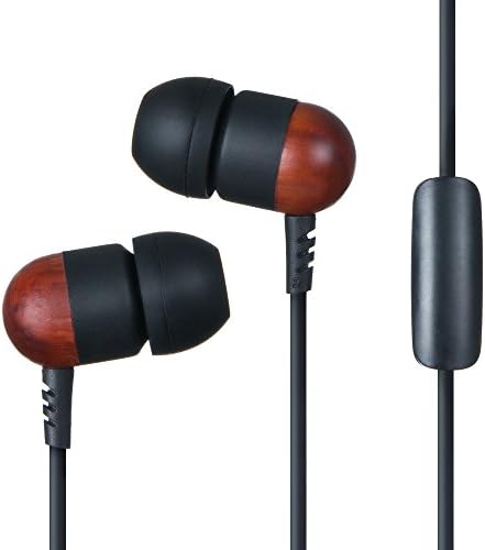 Earond Earphones with Microphone Comfortable Natural Wood In-ear Noise-isolating Earbuds/Headphones