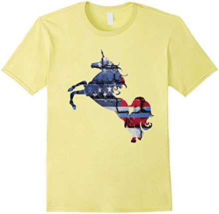 Mens Unicorn Sparkle American Flag T-Shirt Small Lemon