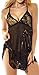 ADOREJOY Lingerie for Women Babydoll Lace Nightgown Mesh Bridal Wedding Sleepwear(Black,M)