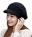 HINDAWI Winter Hats for Women Girls Warm Wool Knit Snow Ski Skull Cap with Visor,Black