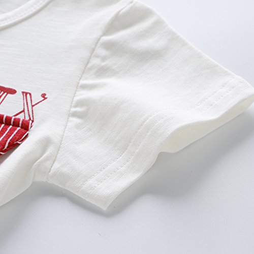 cuteadoy Boy's 2 Piece Outfit Set Sleeve Shirt and Shorts for 1 to 5 Years Olds Little Boy (90(1Years), Wine red)