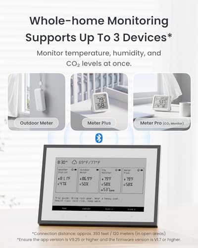 SwitchBot Smart E-Ink Weather Station, 7.5" Wireless Indoor & Outdoor Temperature and Humidity Monitor with Electronic Calendar, Compatible with Google, iCloud, Outlook and More