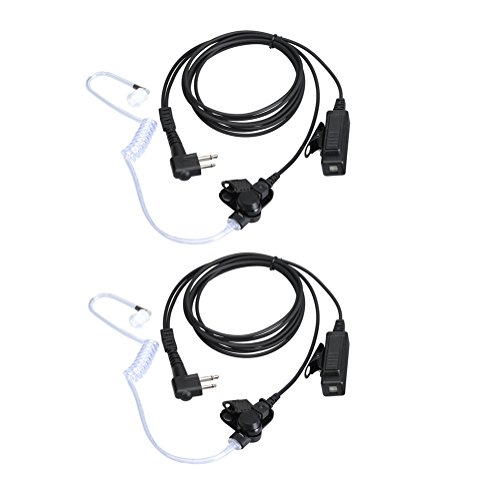 KCTIN Earpieces for Motorola Walkie Talkies with Mic 2 Pin Acoustic Tube Headset and PPT for CP200 GP2000 XU1100 PRO1150 MU12 (2 Pack)