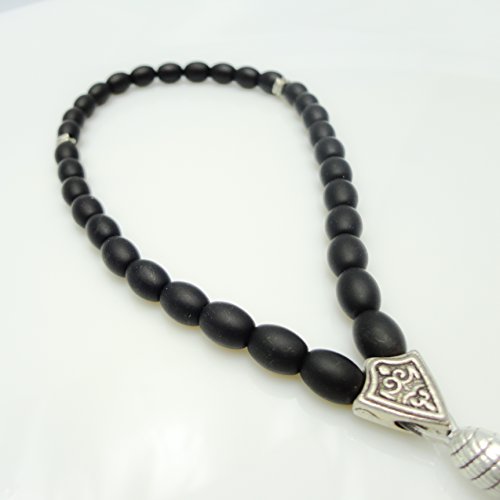33-bead black onyx tasbih 8.3mm round beads hs4010