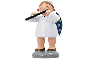 KWO Angel Figurine with Flute, Wood, Multi-Colour, 30 x 30 x 5 cm