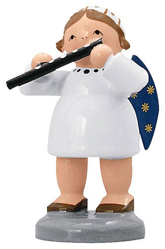 KWO Angel Figurine with Flute, Wood, Multi-Colour, 30 x 30 x 5 cm