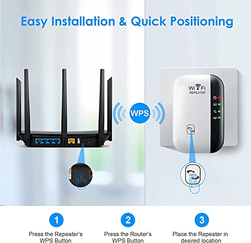 Amplificador de sinal WiFi, cobre até 3000 m² e 35 dispositivos, extensor de alcance WiFi, boosters WiFi para casa, com porta Ethernet, fácil configuração, extensor de roteador para Internet sem fio