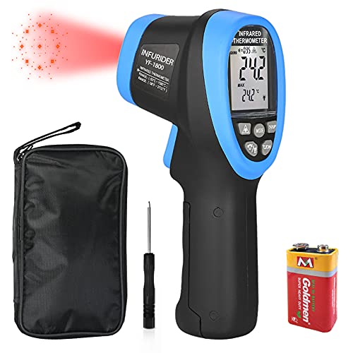 INFURIDER Infrared Thermometer Gun,YF-1800 Non-Contact Digital Laser Temperature Gauge -58°F to 3272°F,50:1 Instant-Read IR Pyrometer High Temp Gun for Industry Kiln Oven Furnace