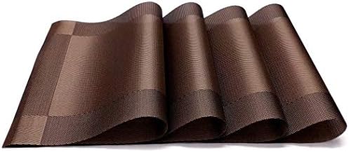 SZmiyang Set of 4 Placemat Heat-Resistant Crossweave Woven Non-Slip Insulation Kitchen Place Mats Washable PVC Table Mats, Brown